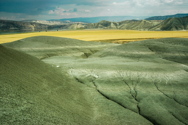 侵蚀带的小麦田图片下载