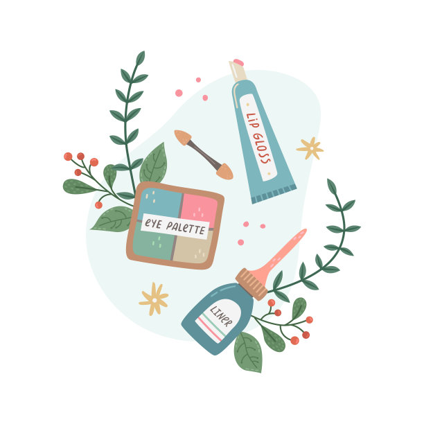 有化妆品和花卉装饰图片下载