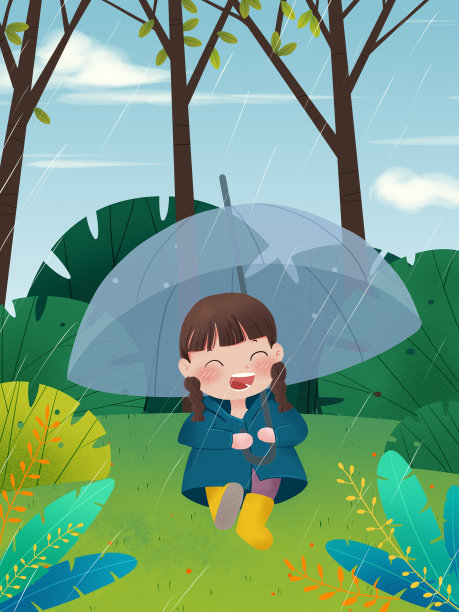 下雨了打着雨伞的女孩图片下载