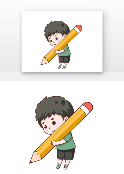 可爱男孩培训班儿童和笔图片下载