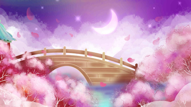 国潮樱花水彩图片下载