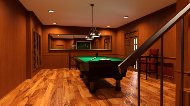3D渲染台球室图片下载
