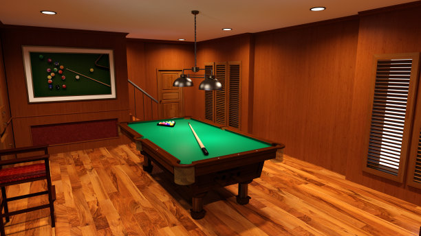 3D渲染台球室图片下载