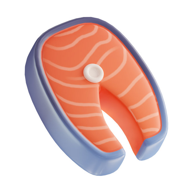 鲑鱼片牛排在白色背景时尚插图。3 d渲染。图片下载