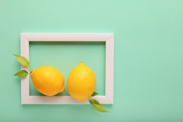 白色框架和柠檬绿色背景图片下载