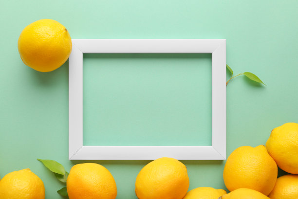 白色框架和柠檬绿色背景图片下载