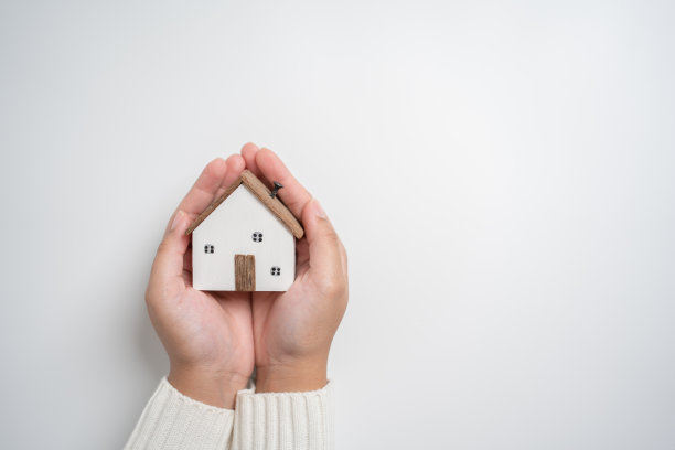 手握小木屋概念，保护或节省新住宅项目。图片下载