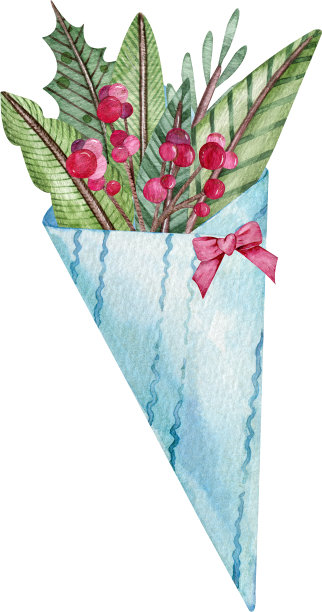 圣诞槲寄生束与一个深红色的丝带节日庆祝孤立在白色的背景。图片下载