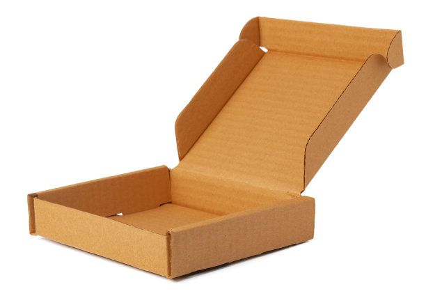 打开棕色纸箱孤立在白色上图片下载