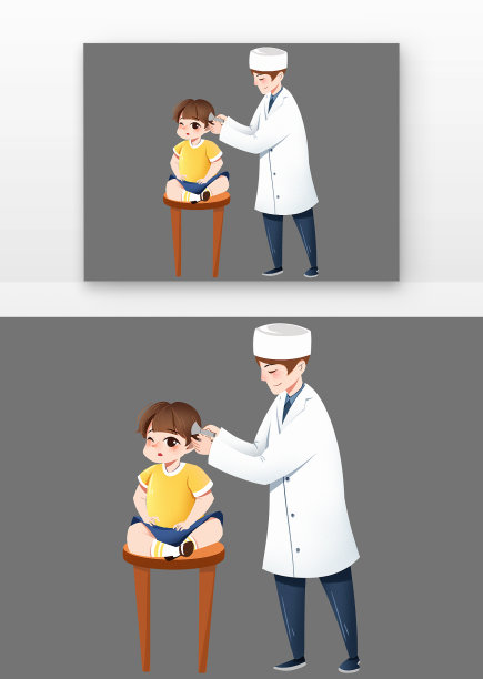 爱耳日医生给男孩看病人物耳朵PNG素材图片下载