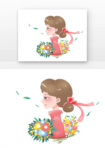 小清新少女和鲜花图图片下载