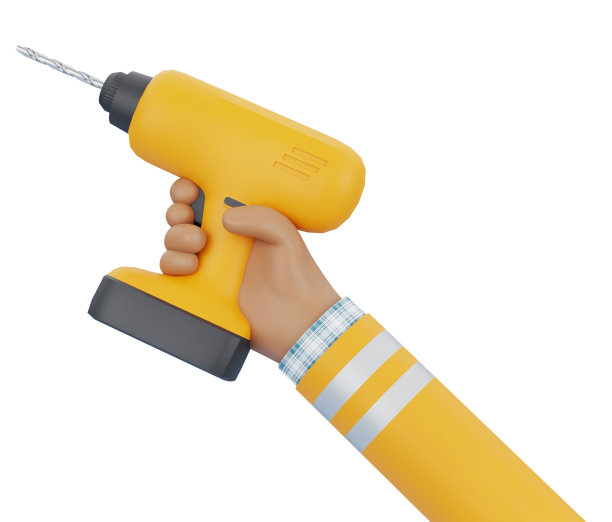 3D渲染施工工人与手钻图片下载