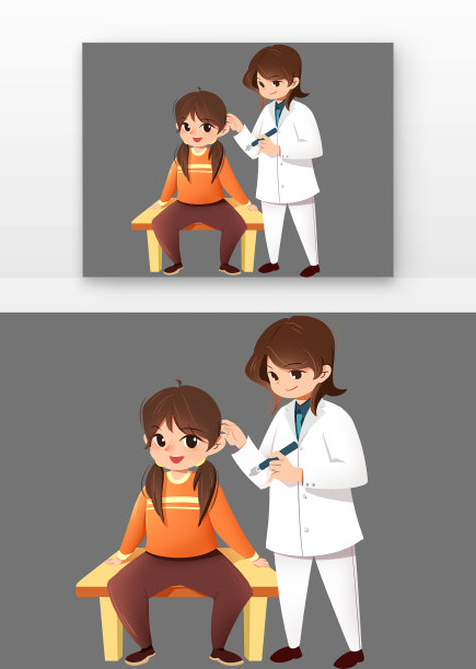 爱耳日女孩看医生耳朵PNG素材图片下载