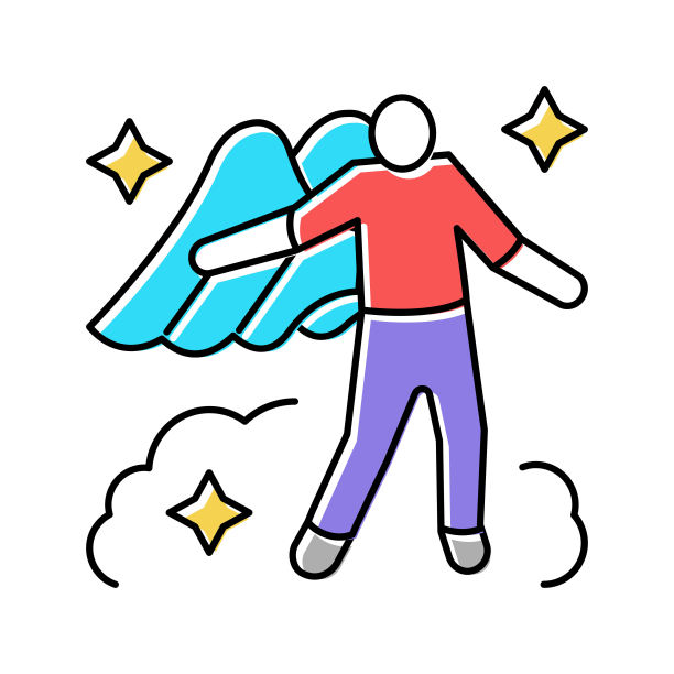 空间人重视彩色图标矢量插图图片下载