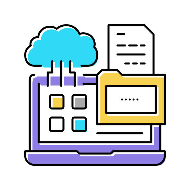 管理系统彩色图标矢量插图图片下载