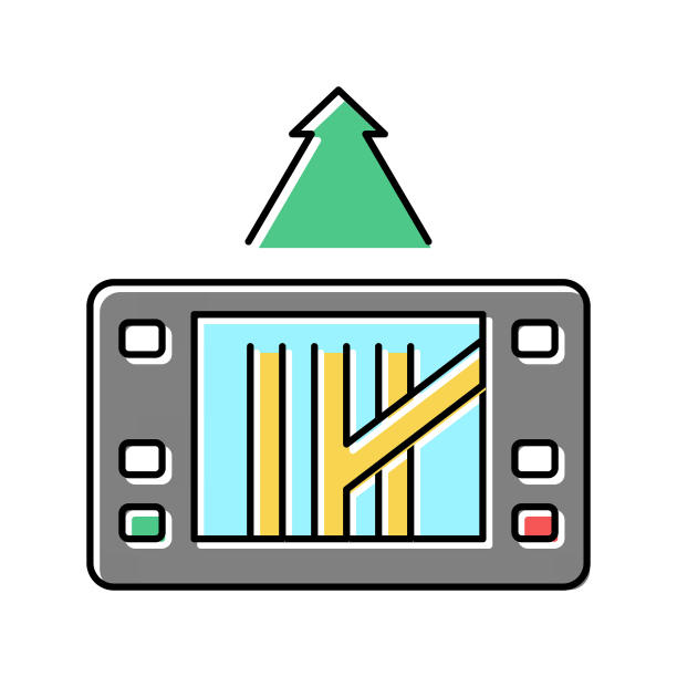 GPS导航装置彩色图标矢量插图图片下载