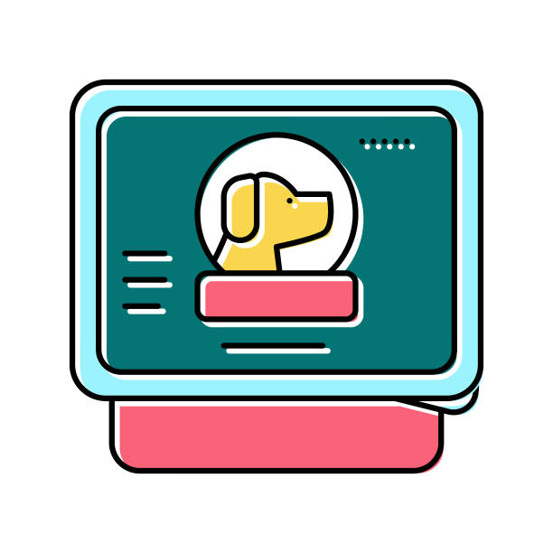 保存食物狗颜色图标矢量插图图片下载