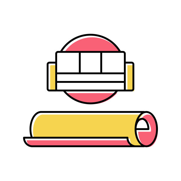 沙发覆盖纺织品颜色图标矢量插图图片下载