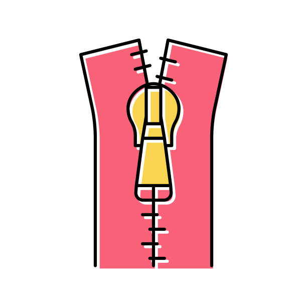 拉链附件彩色图标矢量插图图片下载