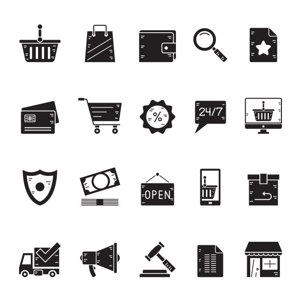 剪影电子商务和购物图标图片下载