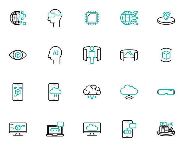 集科技线图标，创新，ar vr，元时空图片下载
