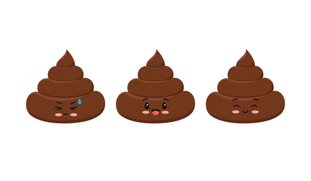 便便可爱有趣的粪便紧张和快乐的人物卡通表情集孤立在白色的背景上。图片下载