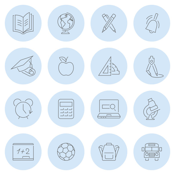 向量集教育概念设计线图标图片下载