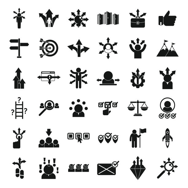 机会图标合集简约矢量图，阶梯人图片下载