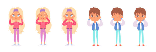 有趣的孩子闭上嘴，眼睛和耳朵，不看，说话和听概念图片下载