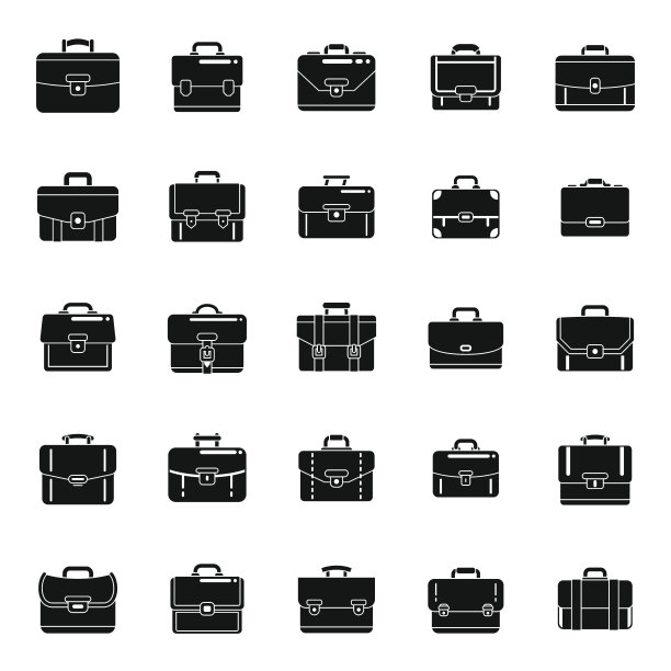 公文包图标设置简单矢量。办公室的包图片下载
