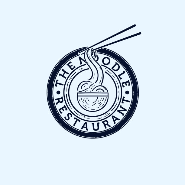 面条线艺术现代标志矢量插图设计。手绘面条标志设计。简单极简的方便面标志概念。拉面，日本面条插图标志模板。图片下载