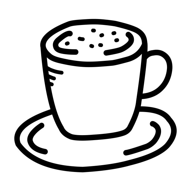 矢量草图-咖啡杯，咖啡饮料，拿铁，卡布奇诺，轮廓图片下载