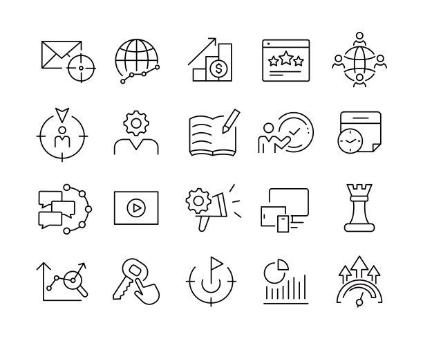 数字营销图标-向量线图片下载