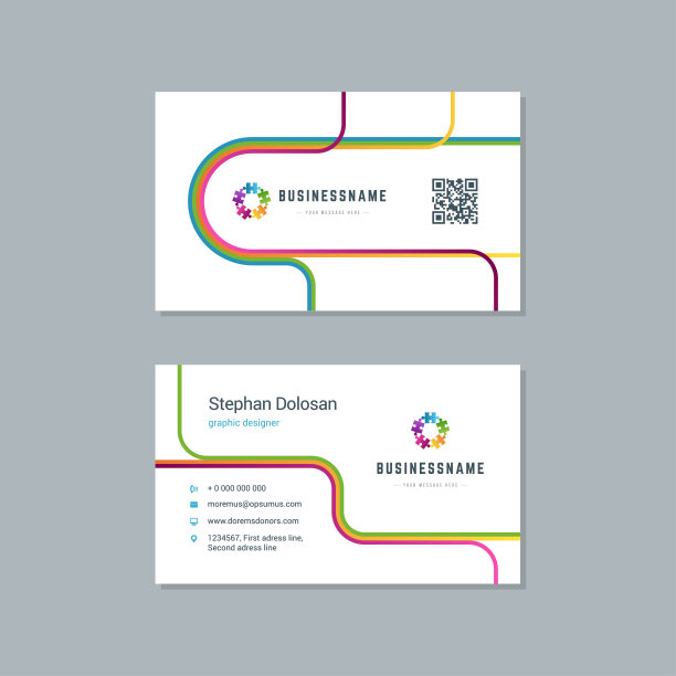 名片设计时尚多彩模板现代企业品牌图片下载