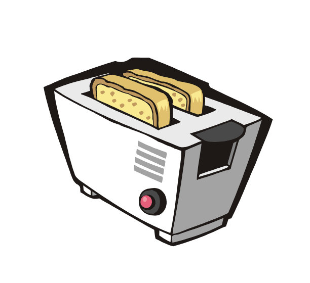 面包烤面包机。家用电器，厨房，烹饪。卡通风格的对象插图。图片下载