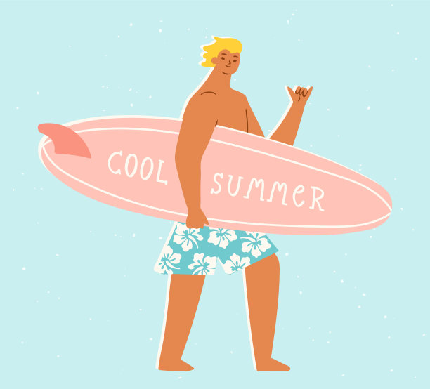 拿着冲浪板的冲浪男孩图片下载