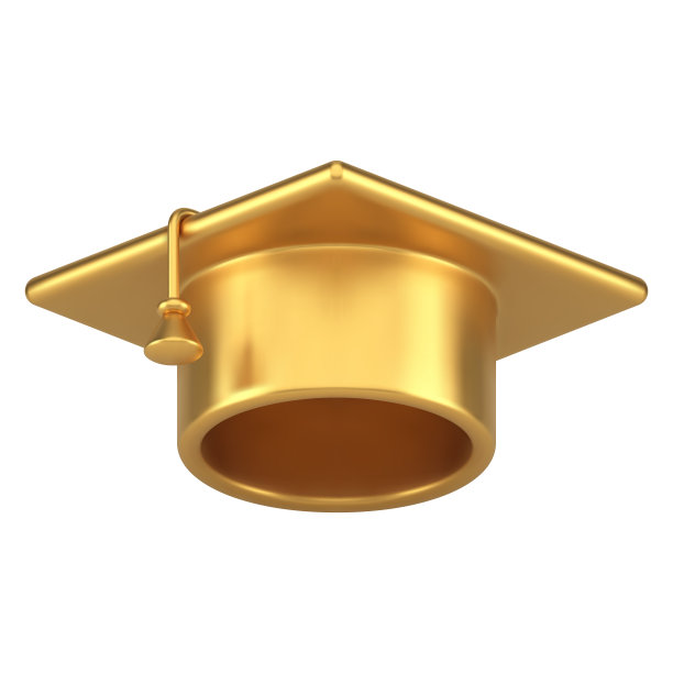 毕业帽金属光泽逼真的三维图标矢量高中大学完成图片下载