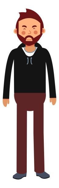 男人站着。留着胡子的中年男子。平淡的角色图片下载