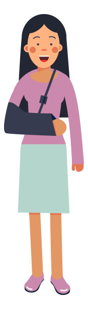 年轻女子手臂骨折，还裹着绷带。受伤的人图片下载