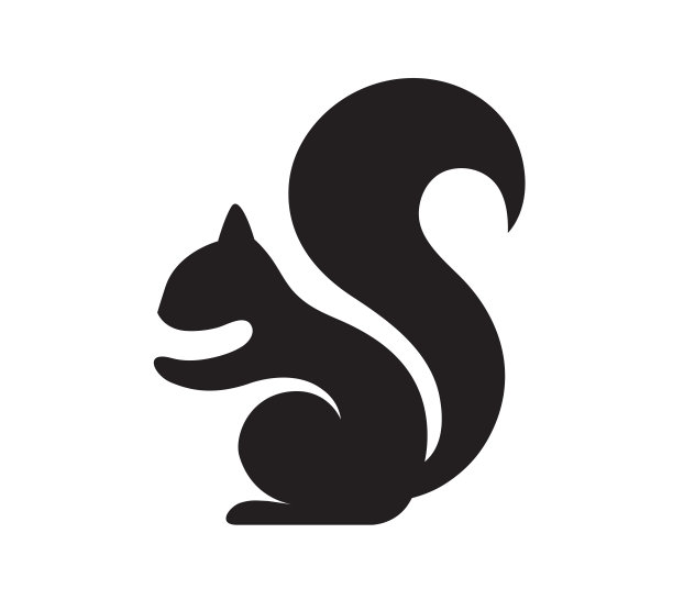 创意黑松鼠形状标志矢量符号图片下载