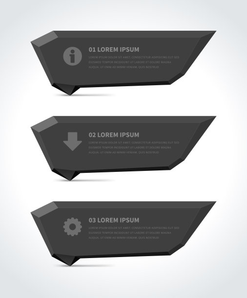 几何形状信息图形矢量旗帜。摘要黑色设计营销多边形骰子模板。图片下载