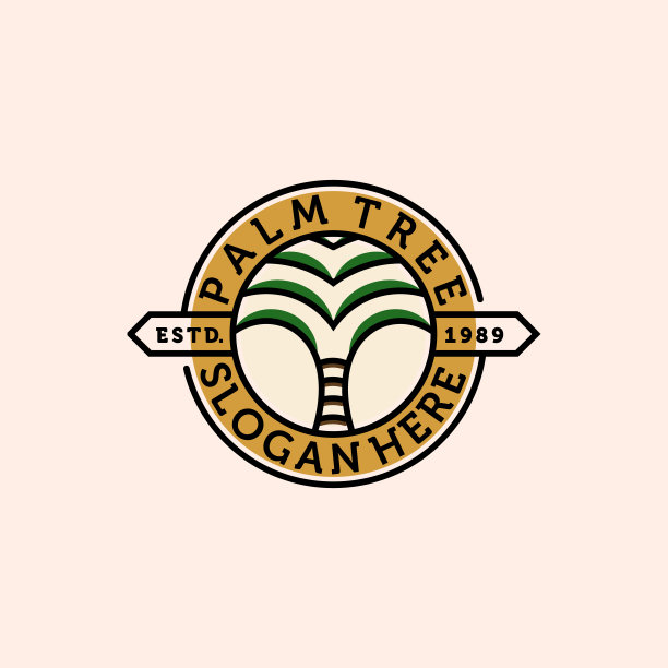 棕榈或椰子线艺术标志矢量插图设计。现代创意线艺术棕榈标志徽章模板设计。棕榈树复古插图标志概念。图片下载