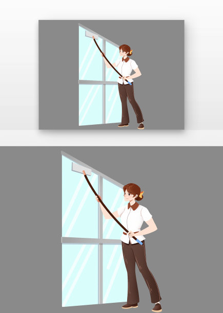 家政保洁工人写实人物擦窗户PNG素材图片下载