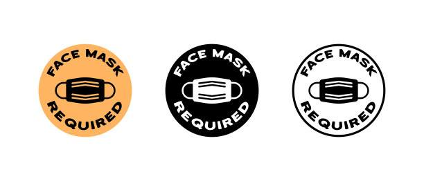 面具警告标志。圆形框的病毒防护口罩。预防Covid - 19。向量eps 10图片下载