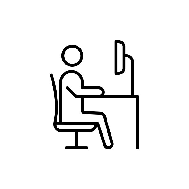 这个人在电脑前工作。设计，浏览网站，远程工作。自由时间消费。在PC上设置工作姿势的规则图片下载