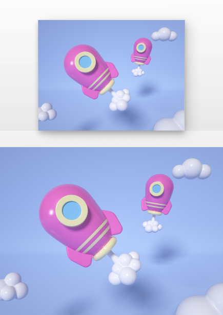 航空航天太空探索飞机火箭卫星C4D风格图片下载