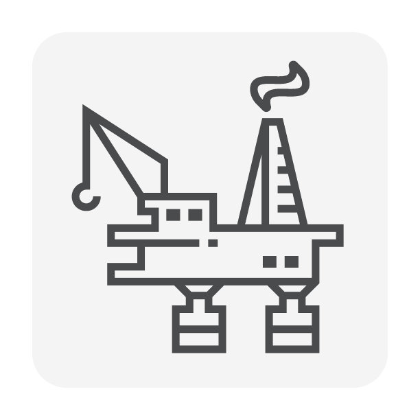 石油平台或海上钻井平台矢量图标设计。图片下载