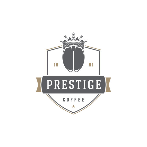 咖啡馆徽章模板豆剪影与复古排印矢量插图图片下载