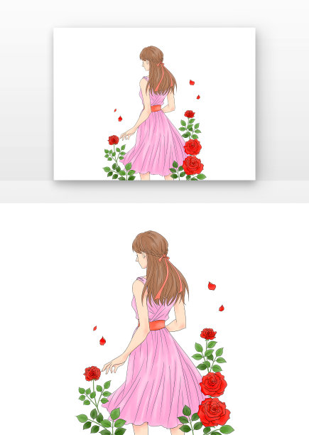 妇女节女孩背影粉色长裙图片下载