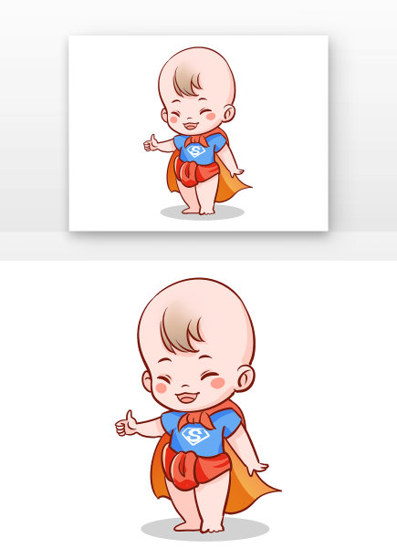 红色母婴披风超人婴儿图片下载